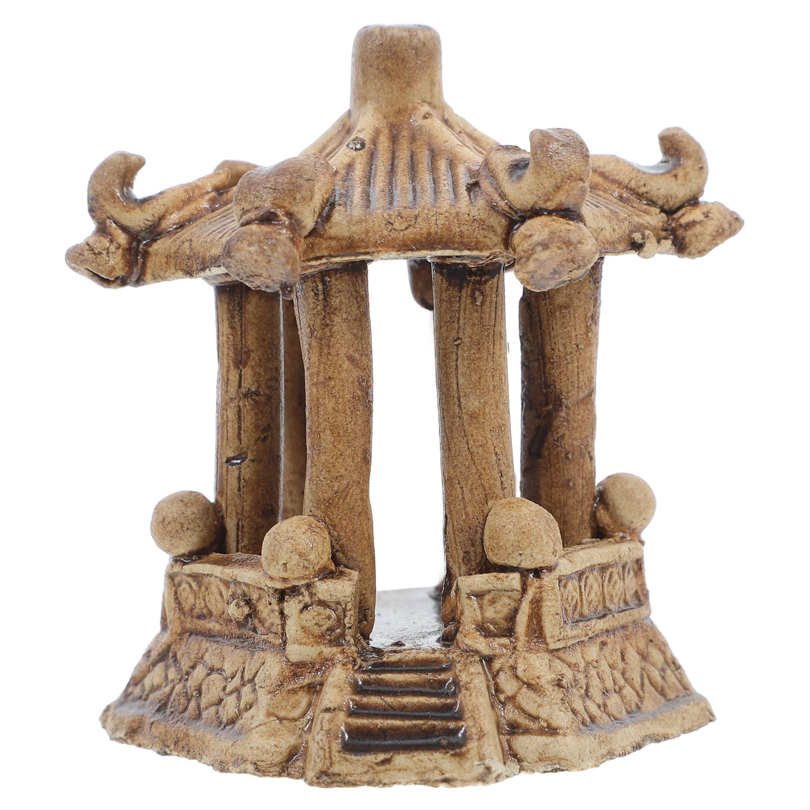 Aquarium Fish Tank - Miniatur Pagoda Keramik Heksagonal Dekorasi Bonsai