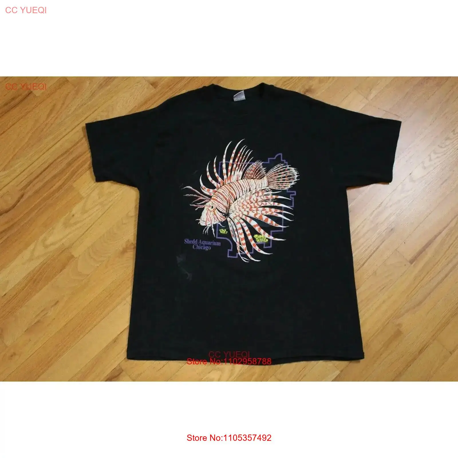 Xl Aquarium Fish - Kaos Hitam Vintage 90an Shedd Aquarium