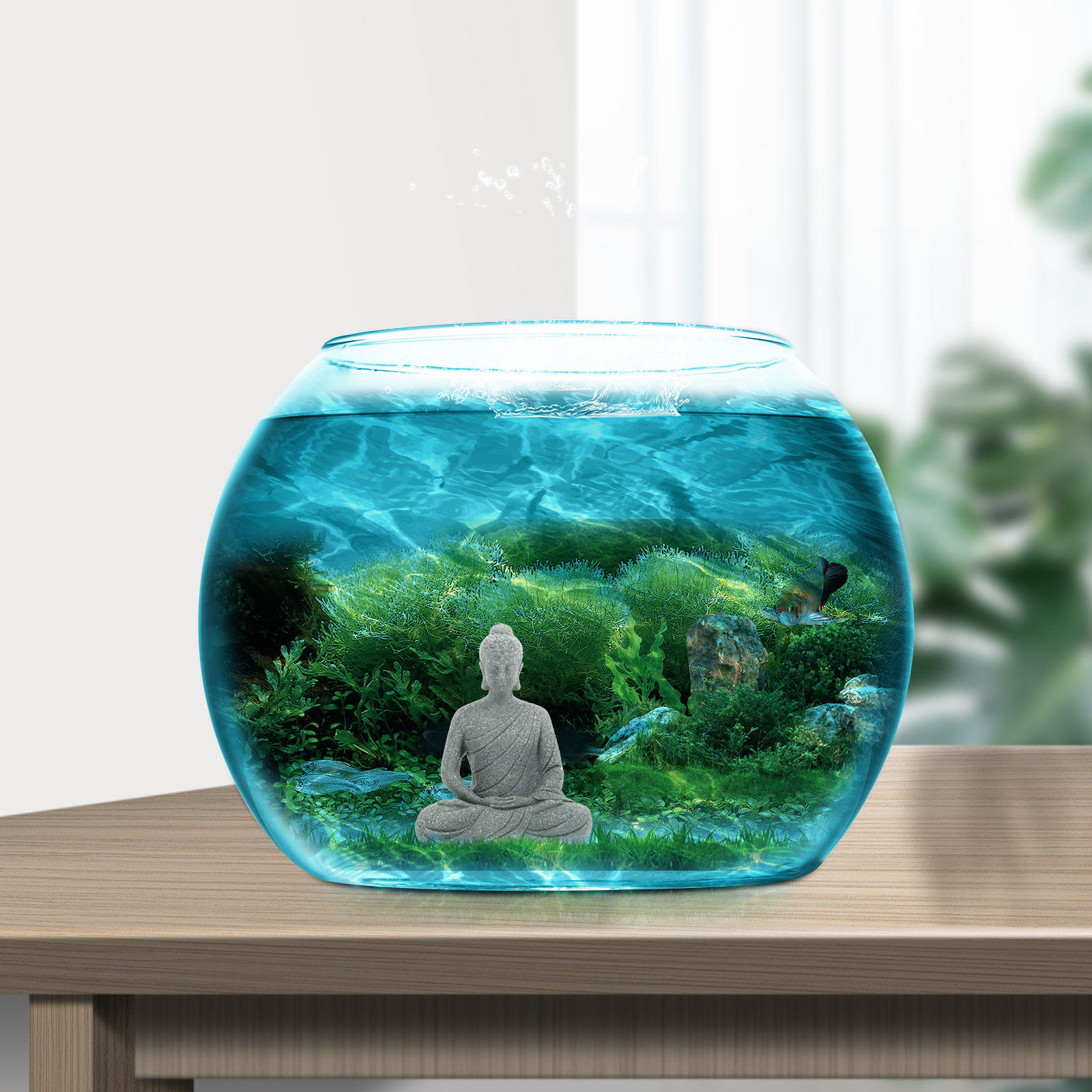 Patung Buddha Mini Resin Dekor - Aquarium Fish In ulasan dan harga