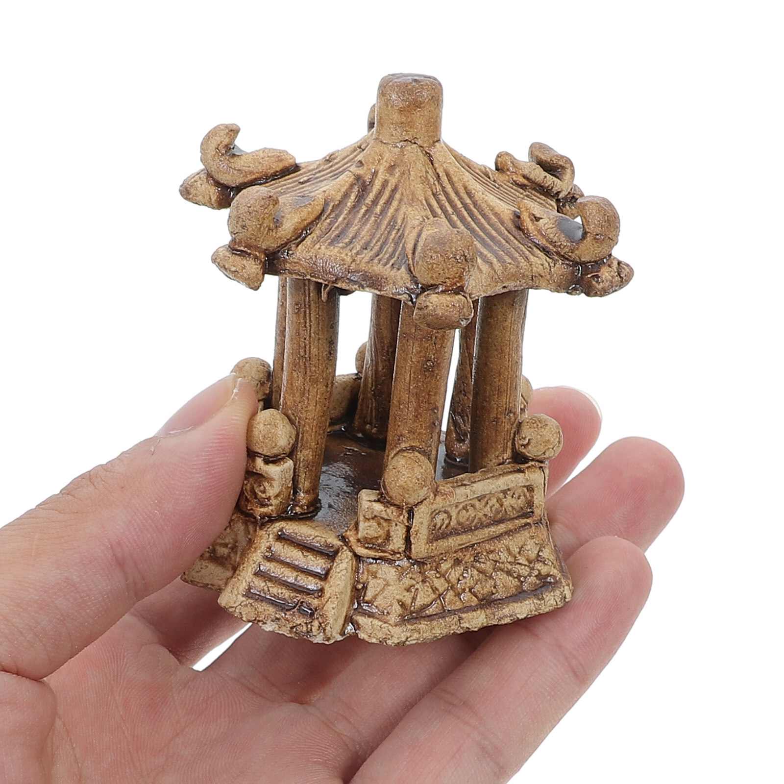 Patung Pagoda Heksagonal Keram - Aquarium Fish Tank ulasan dan harga